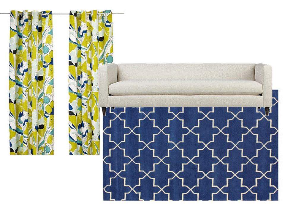 Lisa Moves Rugs to go with Ikea curtains