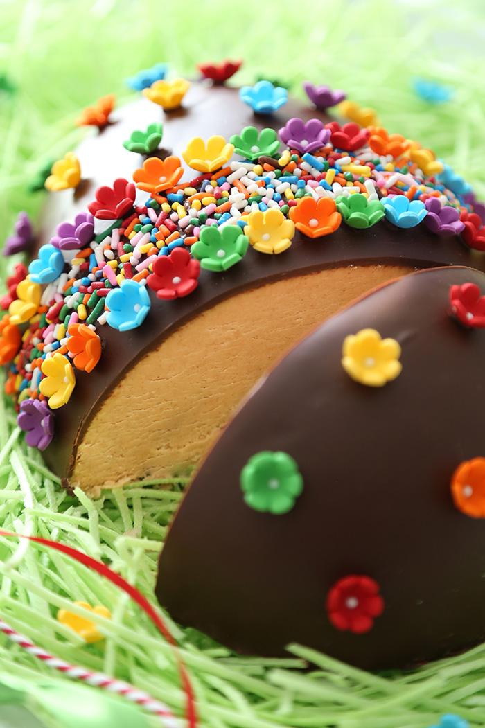 Giant Chocolate Peanut Butter Easter Egg Sprinkle Bakes