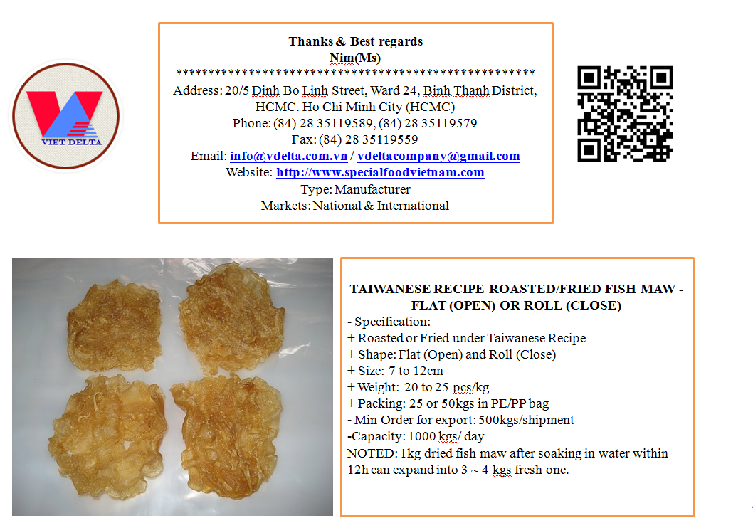 TAIWANESE RECIPE ROASTED/FRIED FISH MAW FLAT (OPEN) OR ROLL (CLOSE)