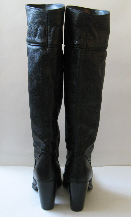 TALL KNEE HIGH BLACK LEATHER BOOTS STEVE MADDEN WOMENS SIZE 9.5