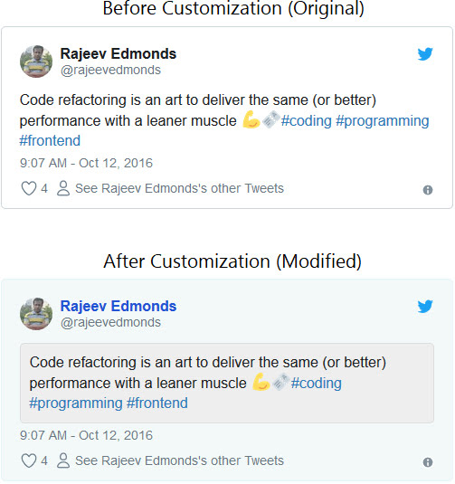 Customized embedded tweets