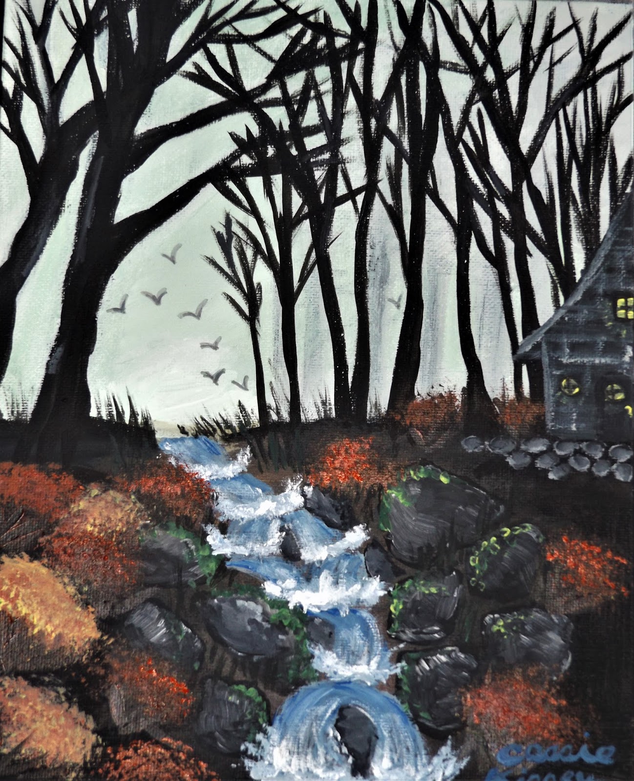 Art Landfill: Two more Fall halloween Paintings by Cassie Kinney