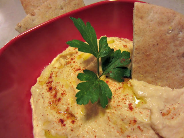 Homemade Hummus:  Simply delicious.  You won't want store bought once you see how easy and yummy it is to make it yourself! 