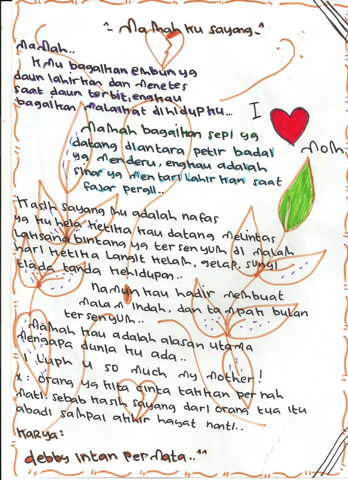 Hiasan Untuk Puisi Di Kertas Hvs Kt Puisi