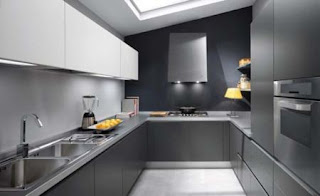 dark grey steel kitchen cabinet
