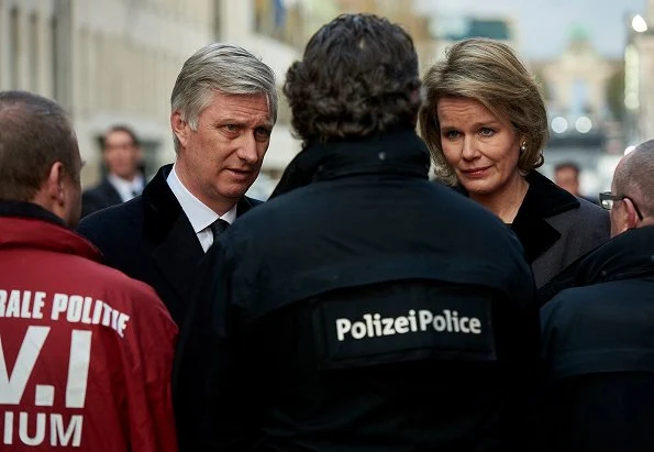 Queen Mathilde and King Philippe of Belgium attend a memorial ceremony to mark the first anniversary of the Brussels attacks by Islamic extremists at Brussels' airport in Zaventem