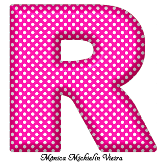 Abecedario Fucsia con Lunares Blancos. Fucsia Alphabet with Polka Dots.