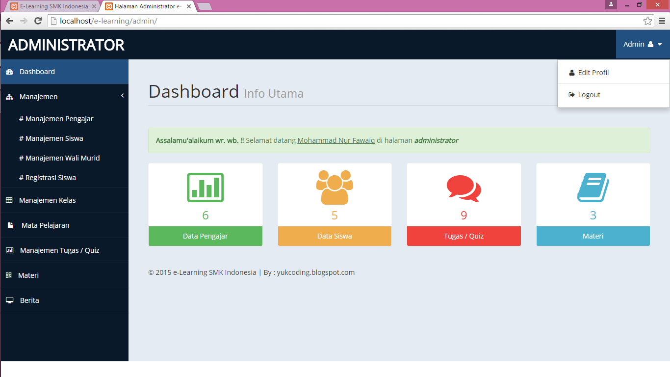 SC Aplikasi eLearning + Ujian Online (Soal Acak) v0.5.5 YukCoding Course