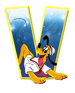 Alfabeto de personajes Disney con letras grandes V Pluto. 