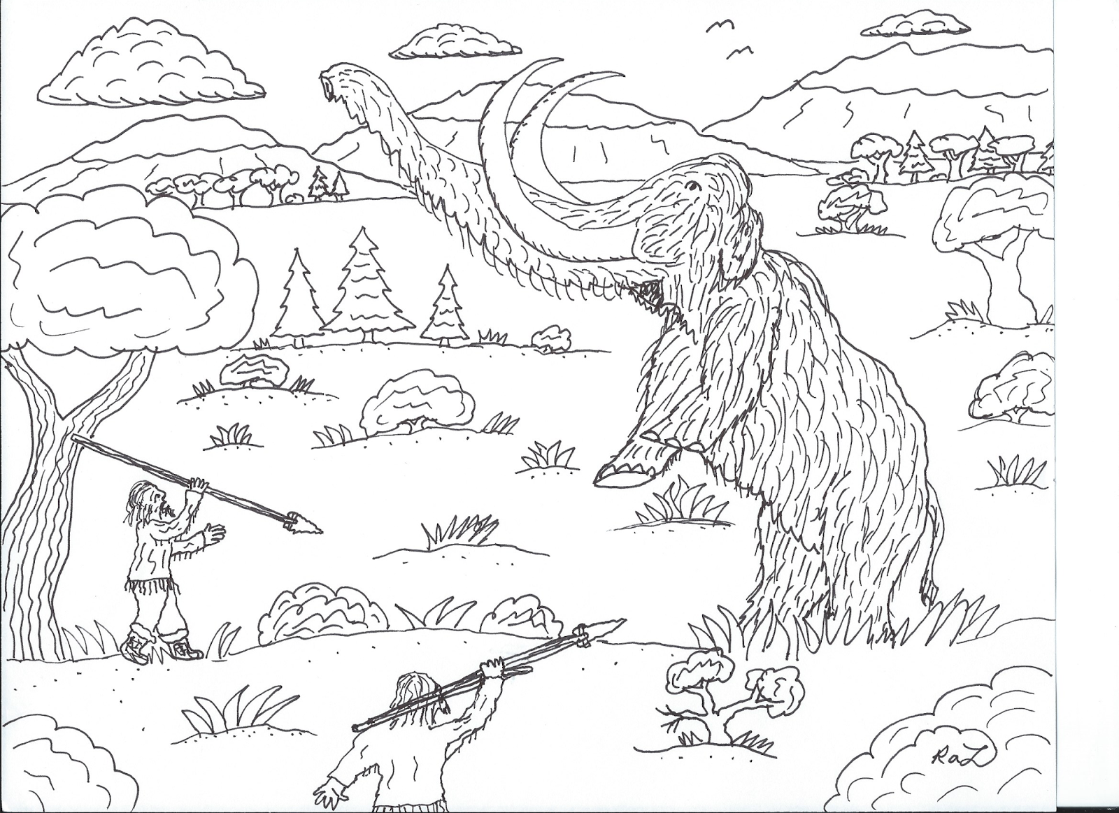 Robin S Great Coloring Pages Woolly Mammoth Amp Indricotherium