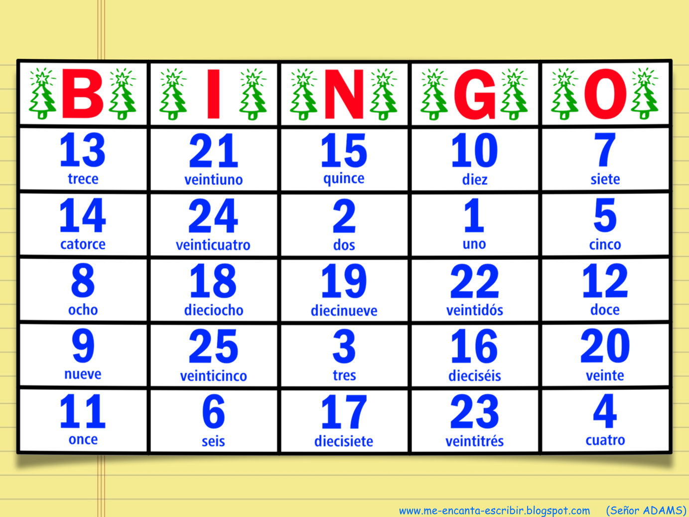 Cartones Para El Bingo Me encanta escribir en español: Juego: BINGO de los números del 1 al 50