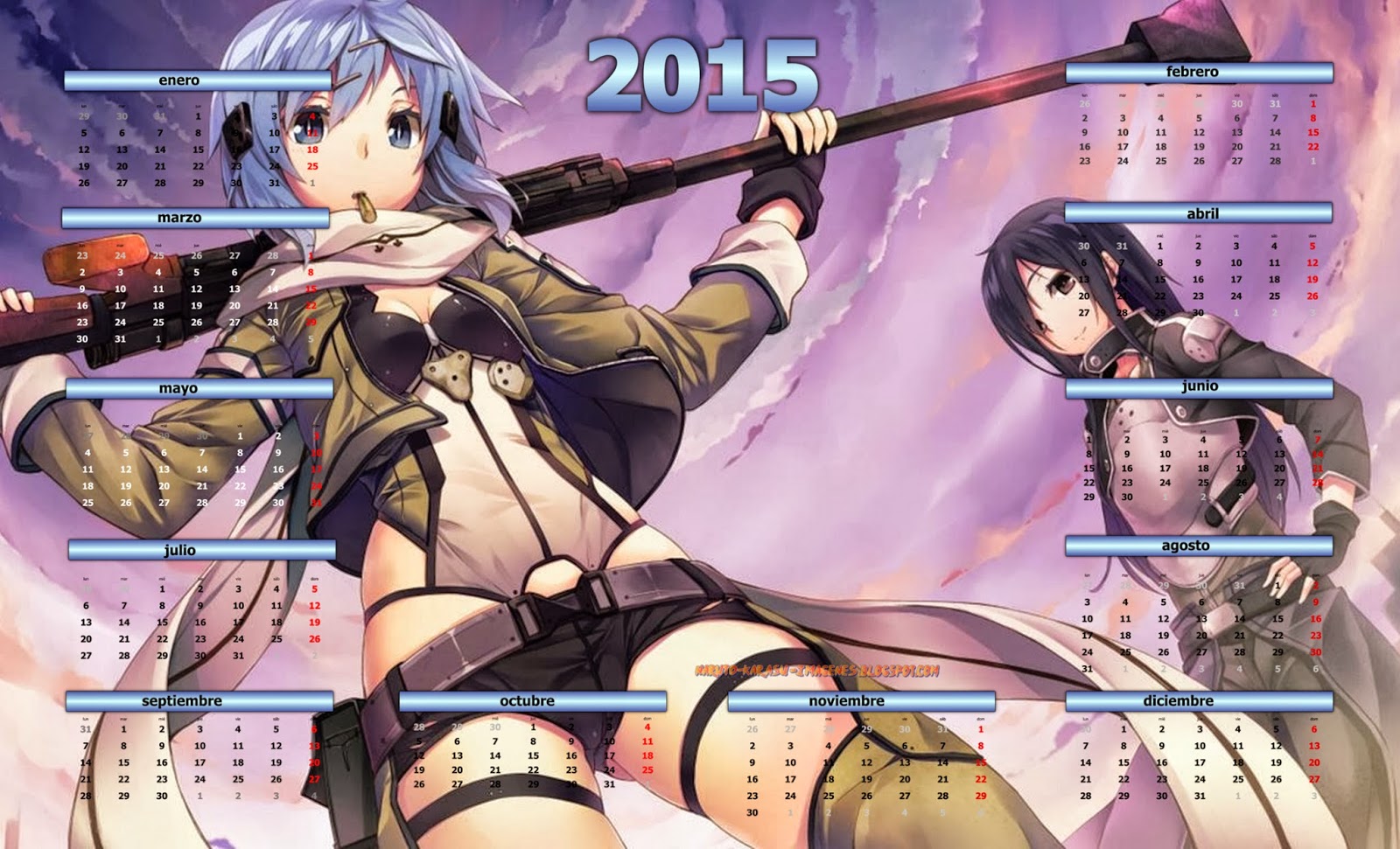 calendario anime sword art online 2015