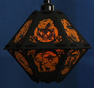 Space cat, witch, and alien on vintage style #4 paper lantern by Bindlegrim