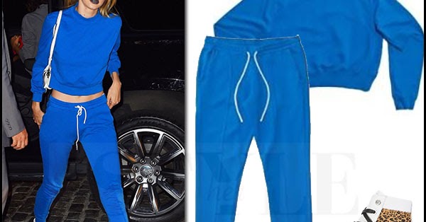 blue sweatshirt and sweatpants