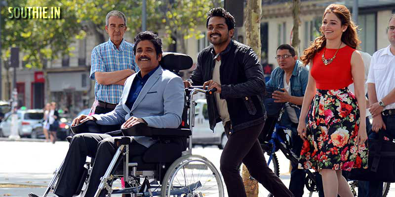Nagarjuna plays a quadriplegic in Oopiri, Karthi makes his debut in telugu and Oopiri is released as Thozha in Tamil. hot Tamanna in Oopiri, Thozha,