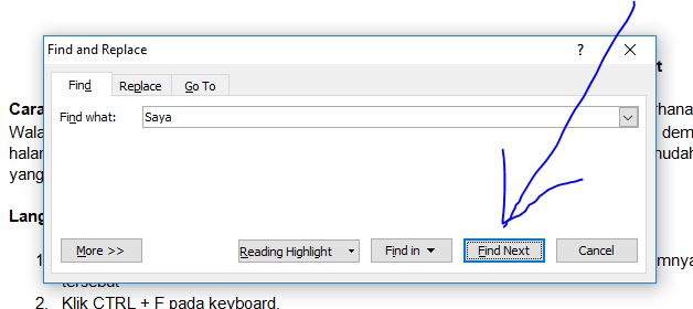 Cara Mencari Kata Text Kata Di Ms Word Dengan Mudah Ctrl F Cepat Fandi Media