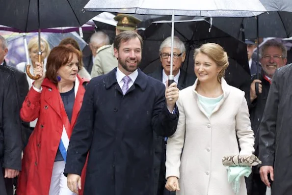 Prince Guillaume, Hereditary Grand Duke of Luxembourg and Princess Stephanie, Hereditary Grand Duchess of Luxembourg visit Esch on National Day 