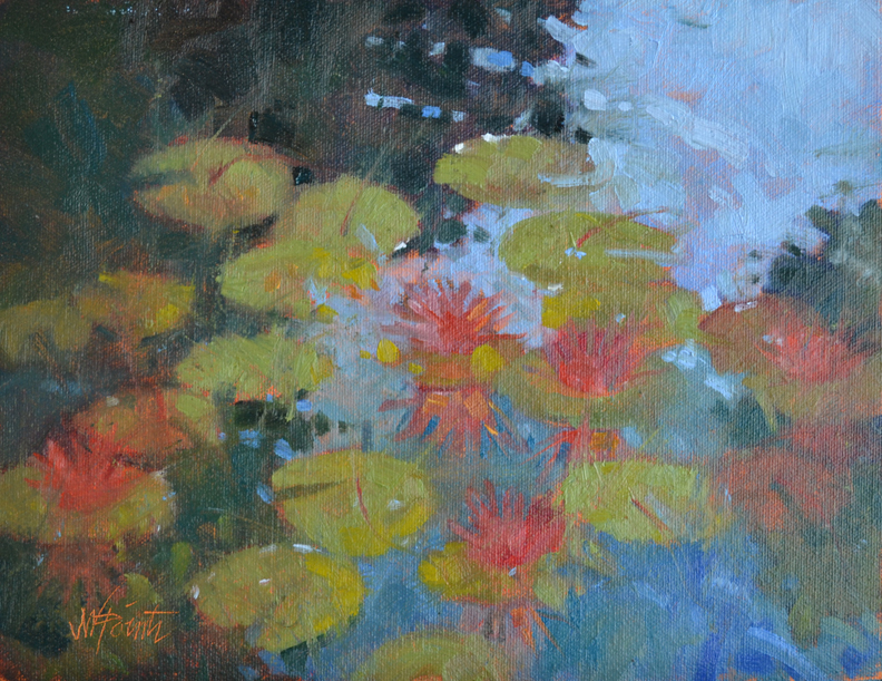 Indiana Landscape Paintings Lilly Pads at the Carmel Japanese Garden