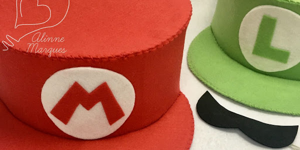 Chapéu de Mario e Luigi em Feltro DIY Com Molde Grátis 