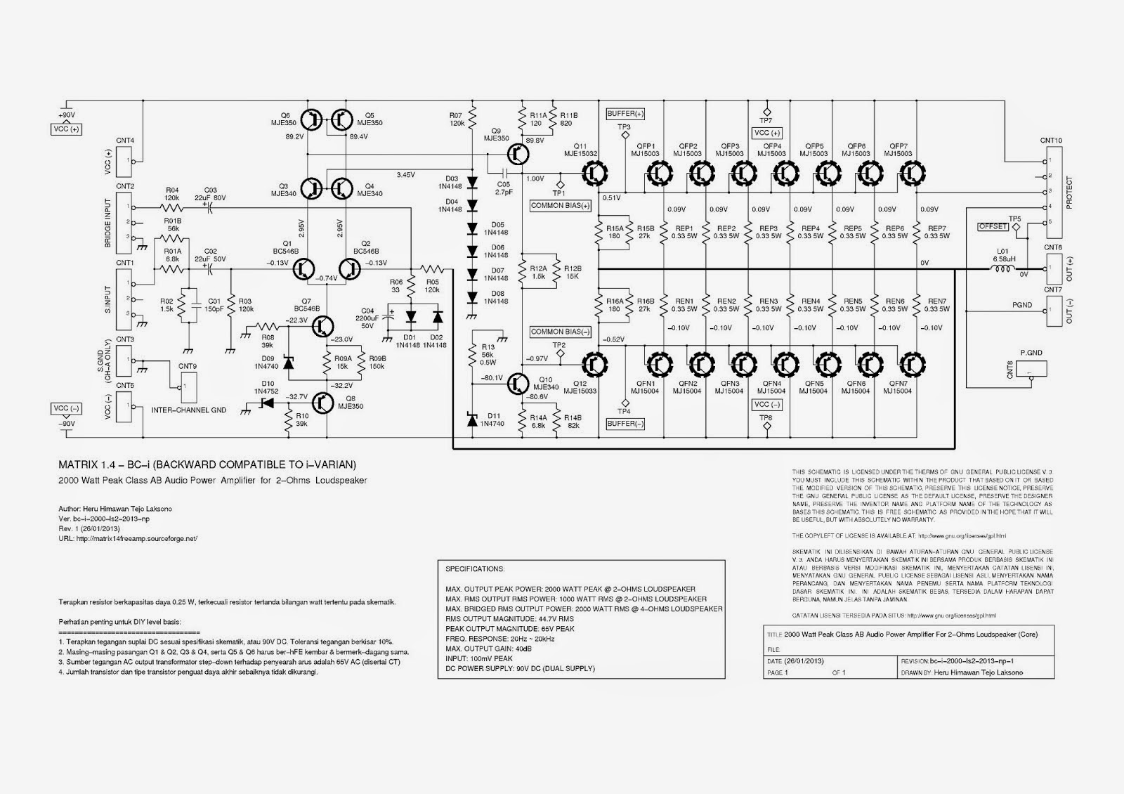 YAHYA PROAUDIO : skema power amplifier MATRIX 1.4