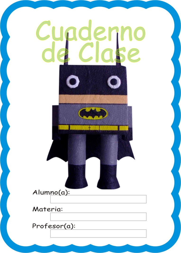 Caratulas para Cuadernos: Batman en Version Cubica para Niño