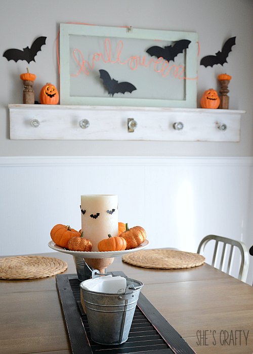 DIY cake plate candle holder, Halloween mantel, how to add Halloween Charm to your every day home decor