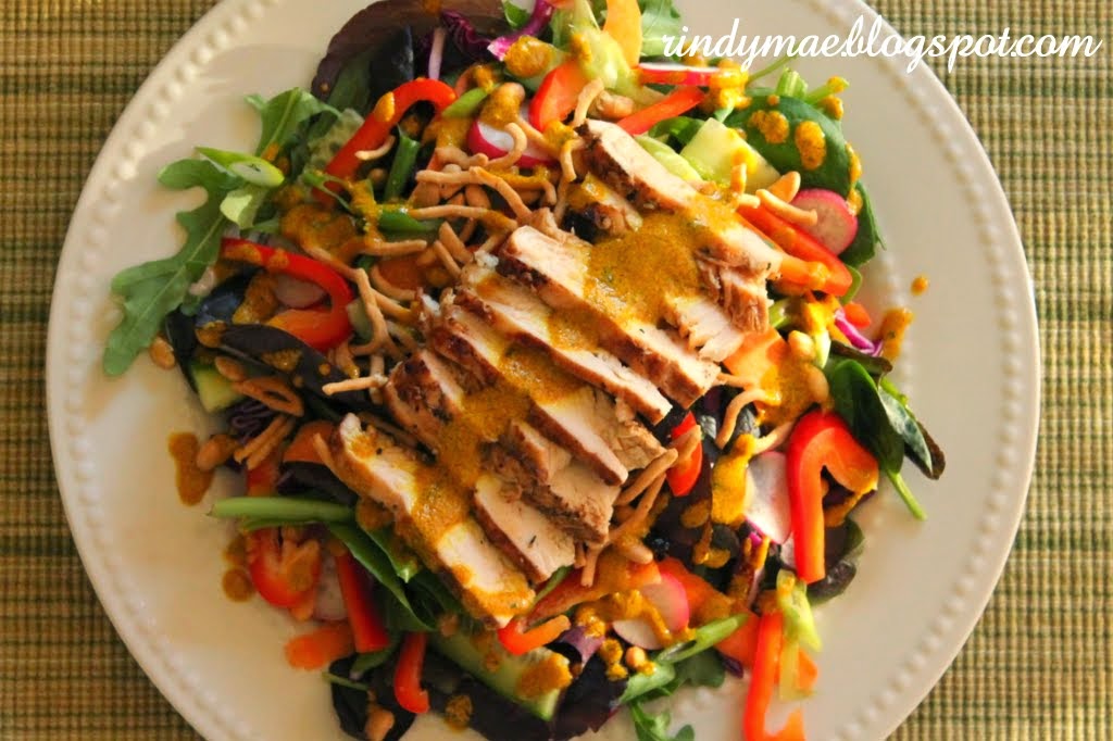 Rindy Mae Grilled Asian Chicken Salad With Spicy Peanut Vinaigrette
