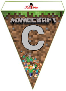 Abecedario Banderines de Minecraft para Imprimir Gratis. Alphabet Minecraft Pennants to Print Free.