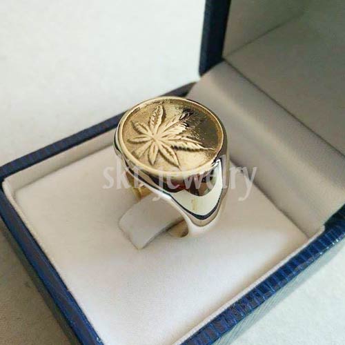 Best Cheap Men's Hip Hop Brass Hemp Leaf Ring Men's Hip Hop Brass