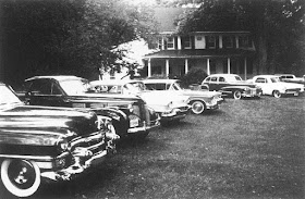 Mobsters' cars outside the meeting in Apalachin, New York State, where Profaci was arrested in 1957