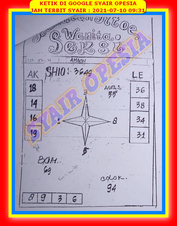Syair Harian Sgp 10 Juli 2021 Kode Syair Sgp Hk Sd Motesia