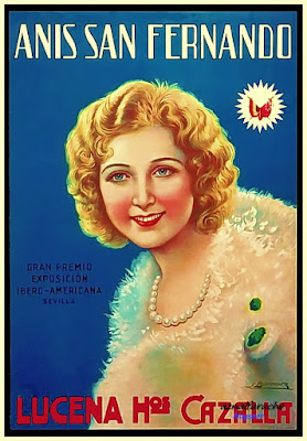 Cartel publicitario de Anís San Fernando de Lucena Hermanos 1930 - CAZALLA - Juan José Barreira Polo