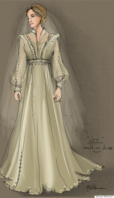 Figurino do filme Joy o nome do sucesso, Jennifer Lawrence, vestido de noiva