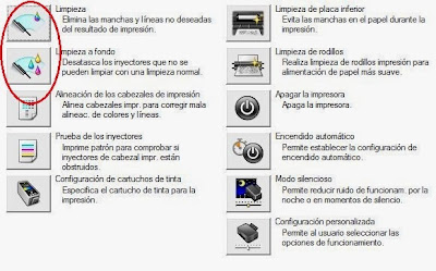 opciones de limpieza para cartuchos de tinta en Canon PIXMA MP230