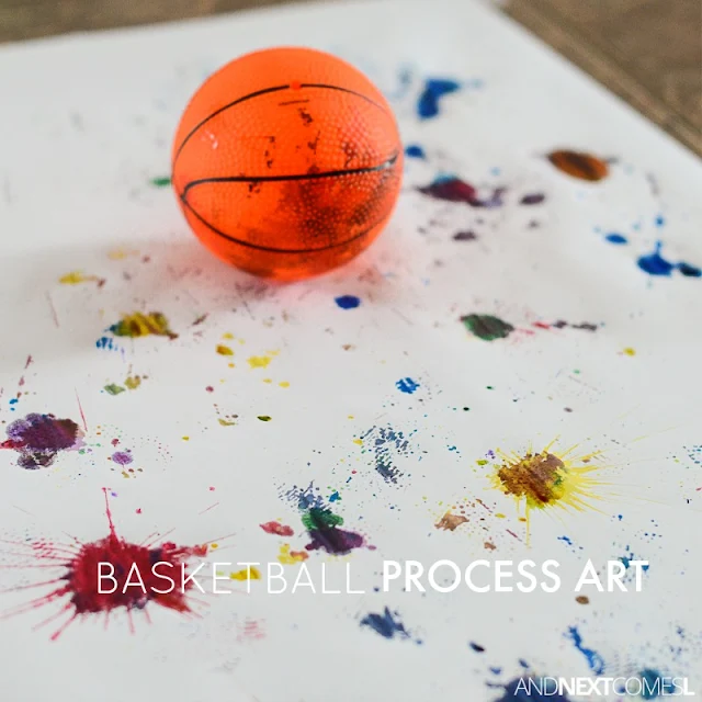 March Madness inspired basketball process art for kids from And Next Comes L
