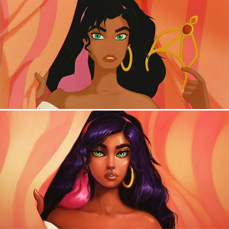 #4 Esmeralda, The Hunchback Of Notre-dame - llustrator Repaints Disney Princesses In Her Unique Style #4 Esmeralda, The Hunchback Of Notre-dame - llustrator Repaints Disney Princesses In Her Unique Style
