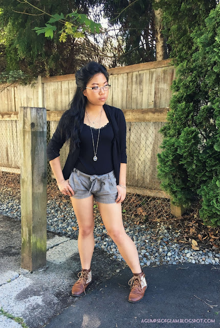 OOTD: Grey Shorts A Glimpse of Glam Andrea Tiffany