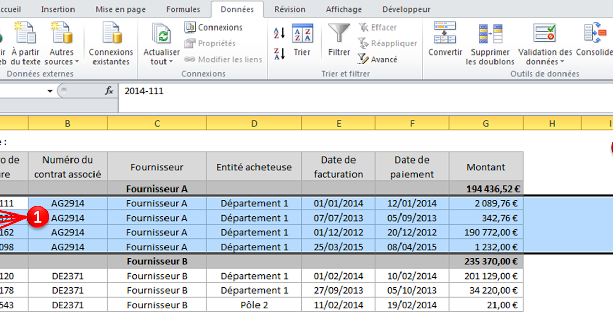Comment grouper des colonnes / lignes Compétences Excel