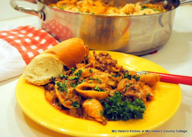 Creamy Beef and Shells Skillet at Miz Helen's Country Cottage