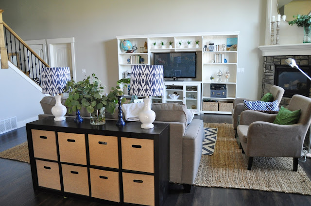 Great Room remodel after photos from www.jengallacher.com. #greatroom #familyroom #familyroommakeover