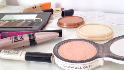 flatlay of everyday makeup products