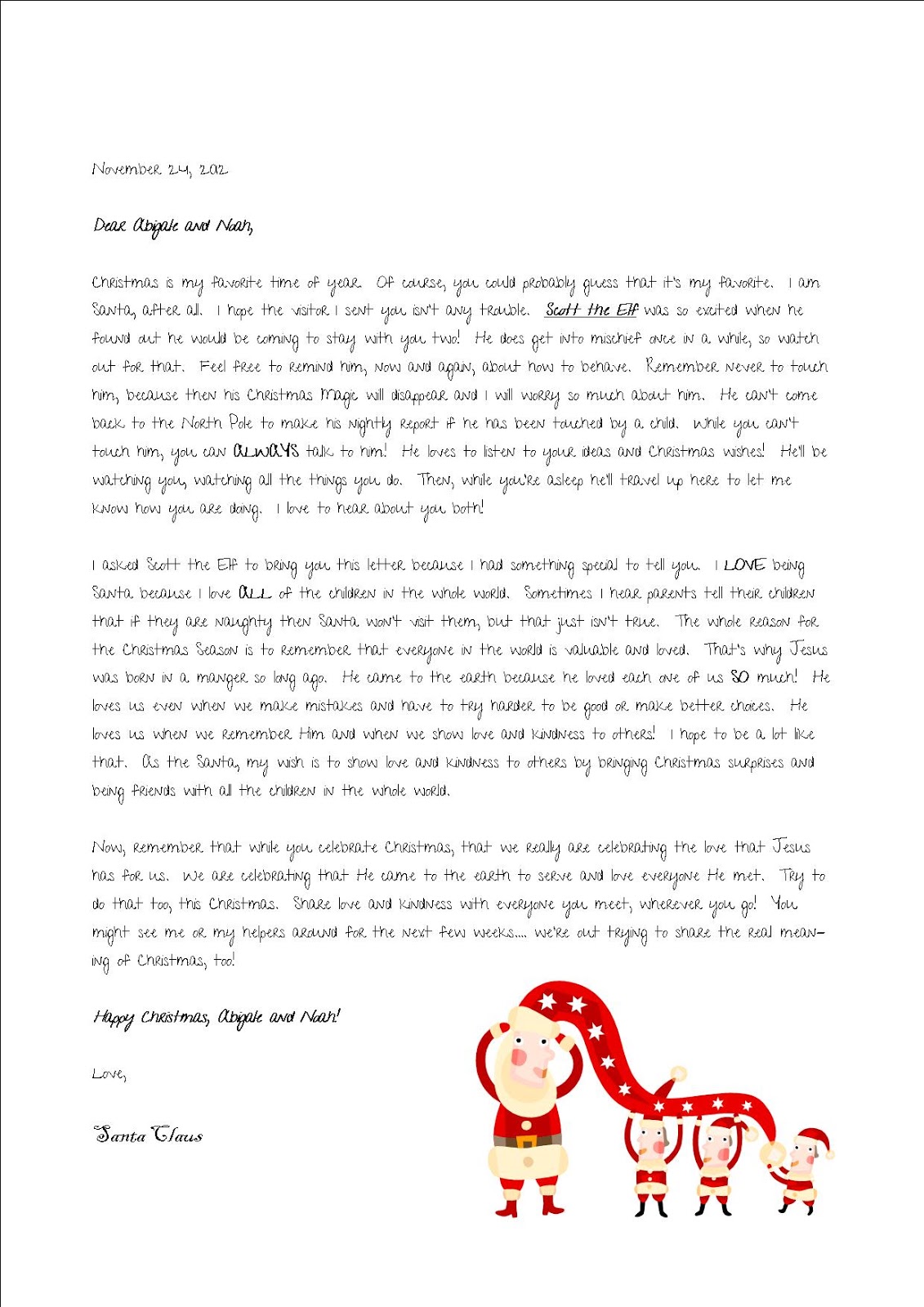 Elf On The Shelf Letter From Santa Template