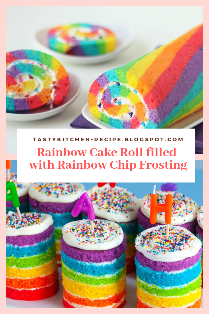 Rainbow Cake Roll filled with Rainbow Chip Frosting Easy Recipes Today