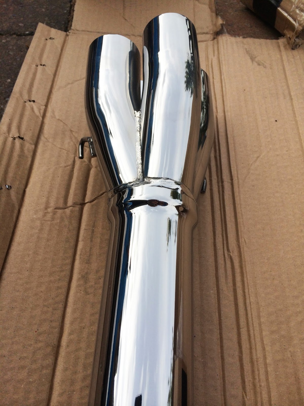 Freshly polished Caterham R500 Duratec Cat Bypass Pipe.