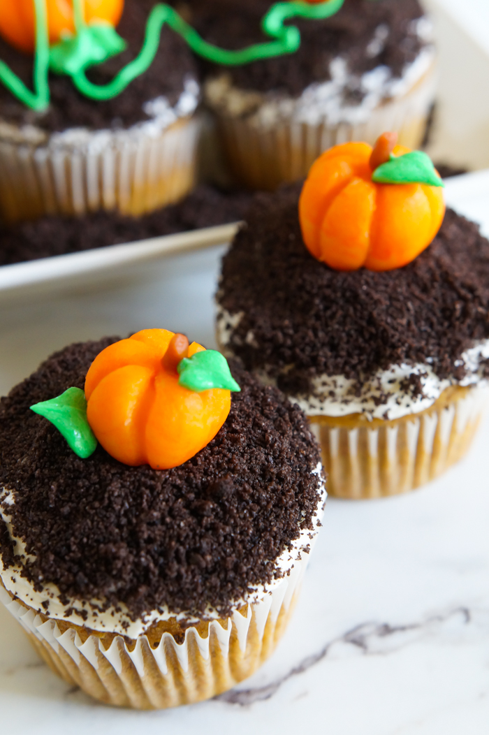 Pumpkin Patch Cupcakes Bake at 350°