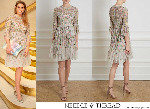 Princess Beatrice wore an embellished mini dress by designer Needle & Thread.