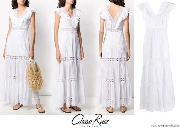 Queen Letizia wore Charo Ruiz Ibiza Aida lace long dress
