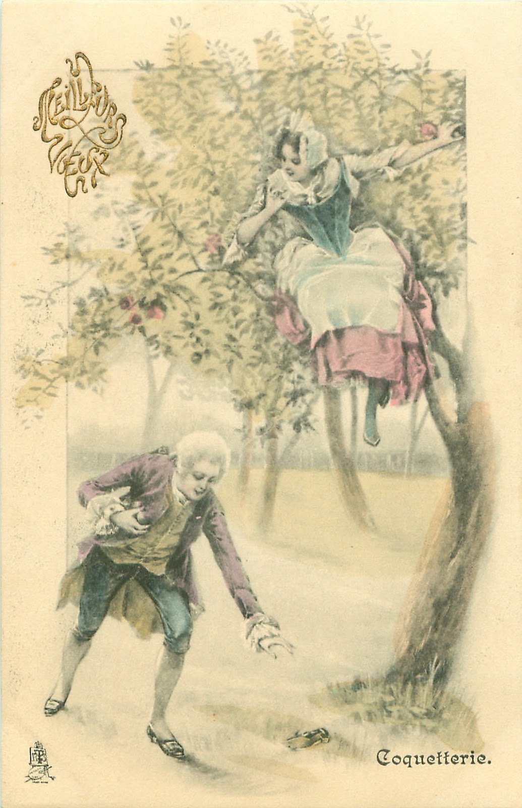 Коллекция картинок: Старинные французские открытки.Кавалеры и дамы.