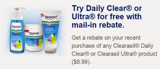 Clearasil Rebate November 2014 Try Ultra Or Daily Clear For Free