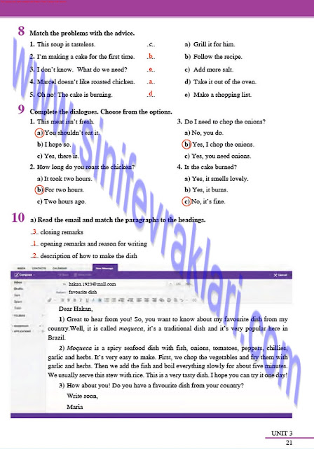 8. Sınıf İngilizce Çalışma Kitabı Cevapları Tutku Yayınları Sayfa 21